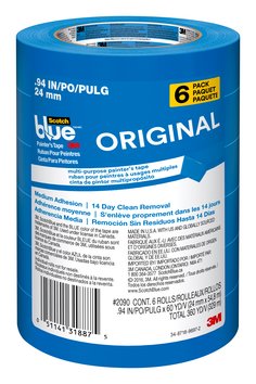 ScotchBlue™ ORIGINAL Painter's Tape, 2090-24EVP, .94 in x 60 yd (24 mm x
54,8 m), Value Pack, 6 rolls/pack, 4 pks/case
