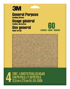 3M™ Aluminum Oxide Sandpaper Coarse, 9003NA, 9 in x 11 in, 4/pk