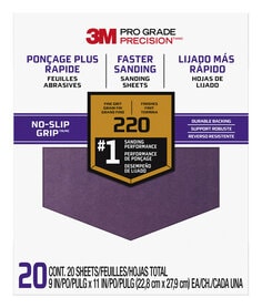 3M™ Pro Grade Precision™ Faster Sanding Sanding Sheets 220 grit Fine,
27220TRI-20, 9 in x 11 in, 20/pk