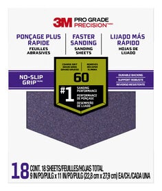 3M™ Pro Grade Precision™ Faster Sanding Sanding Sheets 60 grit Coarse,
27060TRI-18, 9 in x 11 in, 18/pk