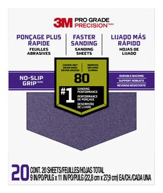 3M™ Pro Grade Precision™ Faster Sanding Sanding Sheets 80 grit Coarse,
27080TRI-20, 9 in x 11 in, 20/pk
