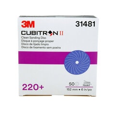 3M™ Cubitron™ II Hookit™ Clean Sanding Abrasive Disc, 31481, 6 in, 220+
grade, 50 discs per carton, 4 cartons per case
