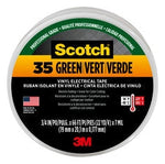 Scotch® #35 Vinyl Electrical Tape, 10851-DL-10, 3/4 in x 66 ft x 0.007
in, Green, 10/case