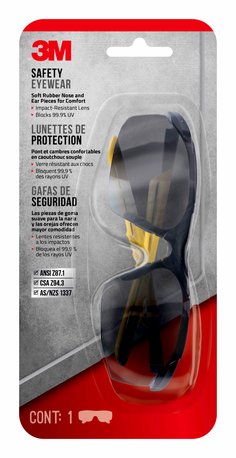 3M™ Safety Eyewear Gry Comfort, 90210-HV6-NA, Blk Frame Ylw Accent, AF &
Scratch Resistant Lens, 6ea/case