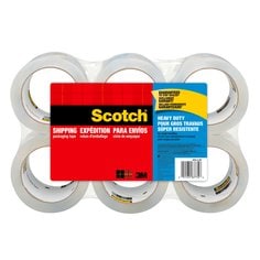 Scotch® Packaging Tape 3850-6-EF, 1.88 in x 54.6 yd (48mm x 50 m) Heavy Duty Shipping, 6 Pack