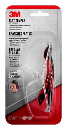 3M™ Flat Temple Eyewear, 47010H1-C, Black/Red, Clear Lens, Anti-Scratch,
12/case