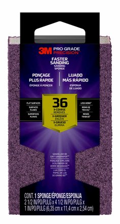 3M™ Pro Grade Precision™ Faster Sanding Block Sponge, 24003TRI-XC-B, 2.5
in x 4.5 in x 1 in, 36 grit, X- Coarse, 12/case