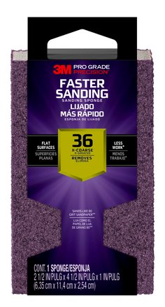 3M™ Pro Grade Precision™ Faster Sanding Sanding Block Sponge,
24003PGP-XC-B, 2.5 in x 4.5 in x 1 in, 36 grit, X- Coarse, 12/case