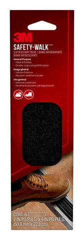 3M™ Safety-Walk™ Slip Resistant Tape 610B-T2X9, Black, 2 in x 9 in, 6
Strips/pack, 12 packs/case