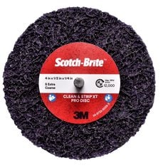 Scotch-Brite™ Clean and Strip XT Pro Disc, XO-DC, SiC Extra Coarse,
Purple, 4 in x 1/2 in x 1/4 in, Shaft Mount, 10 ea/Case