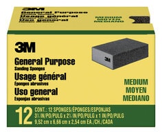 3M™ General Purpose Sanding Sponge CP002-12P, Block, 3 3/4 in x 2 5/8 in x 1 in, Medium, 12/pk, 4 pks/cs