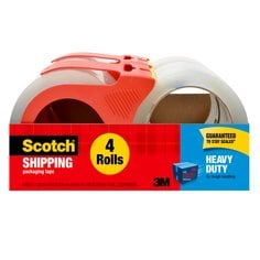 Scotch® Heavy Duty Shipping Packaging Tape 3850-4-2RD, 1.88 in x 54.6 yd
(48 mm x 50 m) 4 Rolls with 2 Dispenser