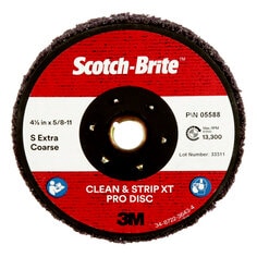 Scotch-Brite™ Clean and Strip XT Pro Disc, XO-DC, SiC Extra Coarse, TN,
Purple, 4-1/2 in x 5/8"-11, 10 ea/Case