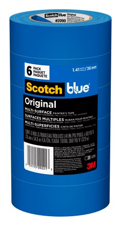 ScotchBlue™ Original Painter's Tape 2090-36AP6, 1.41 in x 60 yd (36mm x
54,8m), 6 rolls/pack
