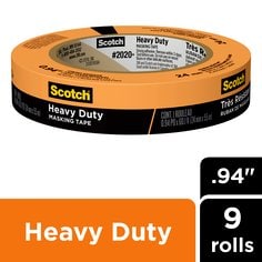 Scotch® Heavy Duty Masking Tape 2020+-24AP9, 0.94 in x 60.1 yd (24mm x
55m), 9 rolls/pack