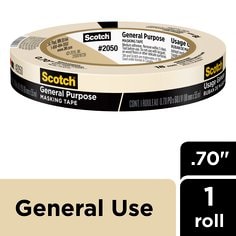 Scotch® General Purpose Masking Tape 2050-18AP, 0.70 in x 60.1 yd (18mm
x 55m)