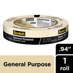 Scotch® General Purpose Masking Tape 2050-24AP, 0.94 in x 60.1 yd (24mm
x 55m)