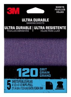 3M™ Ultra Durable Power Sanding 1/4 Sheet, 120 grit, 1/4Sht5pk120, 5 pk,
20/case
