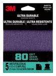 3M™ Ultra Durable Power Sanding 1/4 Sheet, 80 grit, 1/4Sht5pk80, 5 pk,
20/case