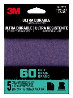 3M™ Ultra Durable Power Sanding 1/4 Sheet, 60 grit, 1/4Sht5pk60, 5 pk,
20/case