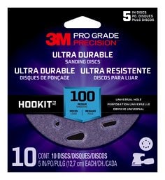 3M™ Pro Grade Precision™ Ultra Durable Universal Hole Sanding Disc,
DUH5100TRI-10I, 5 inch UH, 100, 10/pack