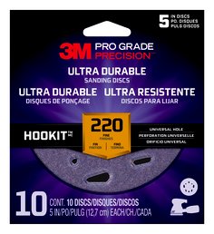 3M™ Pro Grade Precision™ Ultra Durable Universal Hole Sanding Disc,
DUH5220TRI-10T, 5 IN x UH, 220, 10 pack