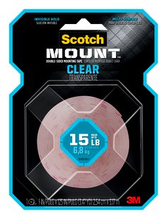 Scotch-Mount™ Clear Double-Sided Mounting Tape 410H-MED, 1 in x 125 in (2.54 cm x 3.17 m)