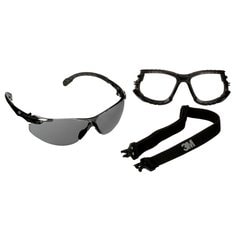 3M™ Solus™ 1000 Series, S1502SGAF-KT, Blk Temples, Scotchgard™ Anti-Fog Coating, Gray AF-AS lens, Foam/Strap, 20 ea/Case
