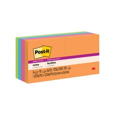 Post-it® Super Sticky Notes 622-8SSAU, 1.8 in x 1.8 in (47.6 mm x 47.6 mm), 8 pads/pack, Rio de Janeiro Colors