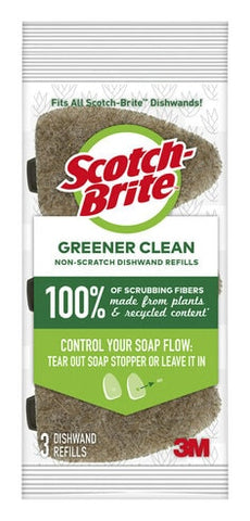 Scotch-Brite® Greener Clean Dishwand Refill 673-12, 3 ea/pk, 12 pks/cs