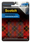 Scotch® Removable Clear Double-Sided Mounting Squares 859S, 11/16 in x 11/16 in (1.7 cm x 1.7 cm)