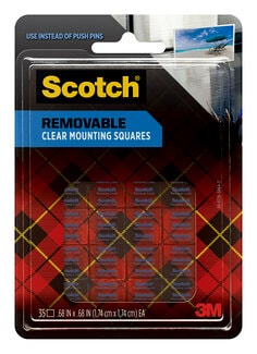 Scotch® Removable Clear Double-Sided Mounting Squares 859S, 11/16 in x 11/16 in (1.7 cm x 1.7 cm)
