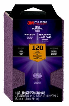 3M™ Pro Grade Precision™ Edge Detailing Dual Angle Sanding Sponge
24301TRI-F-DA, 2 7/8 in x 4 1/2 in x 1 in, 120 grit, 12/cs