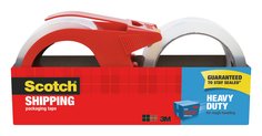 Scotch® Heavy Duty Shipping Packaging Tape 3850-21RD-6WCL, 1.88 in x 54.6 yd (48 mm x 50 m), 2-Pack with Dispenser