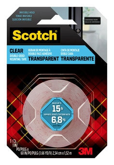 Scotch® Clear Double-Sided Mounting Tape 410S-ESF, 1 in x 60 in (2.54 cm x 1.52 m)