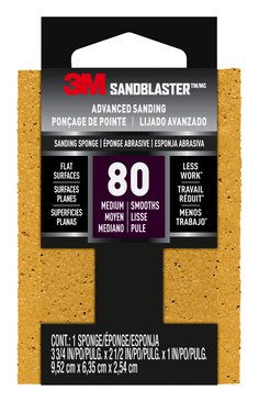 3M™ SandBlaster™ Advanced Sanding Sanding Sponge 20908-80, 80 grit, 3 3/4 in x 2 1/2 x 1 in, 1/pk