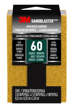 3M™ SandBlaster™ Advanced Sanding Sanding Sponge 20909-60, 60 grit, 3 3/4 in x 2 1/2 x 1 in, 1/pk